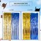 2-Pack Blue & Gold Foil Fringe Curtains 3.3x6.6ft Graduation Party Backdrop Decorations